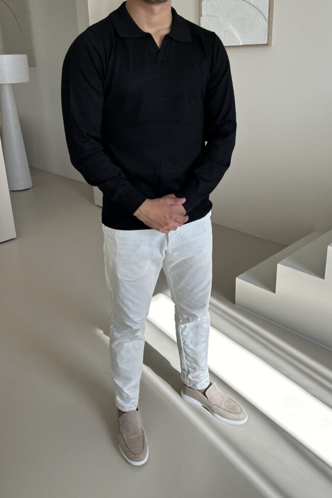 ELEGANCE - LONGE SLEEVE POLO BLACK