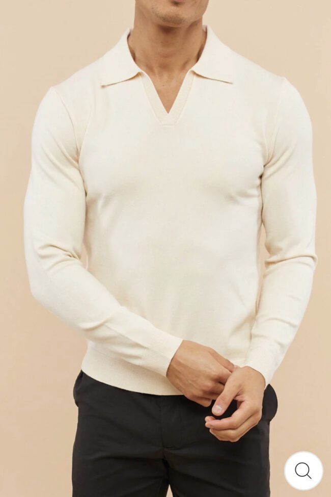 ELEGANCE - LONG SLEEVE POLO WHITE