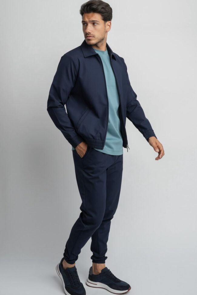 ALAYA - Navy Monaco Zipper + Pants (Full Set)