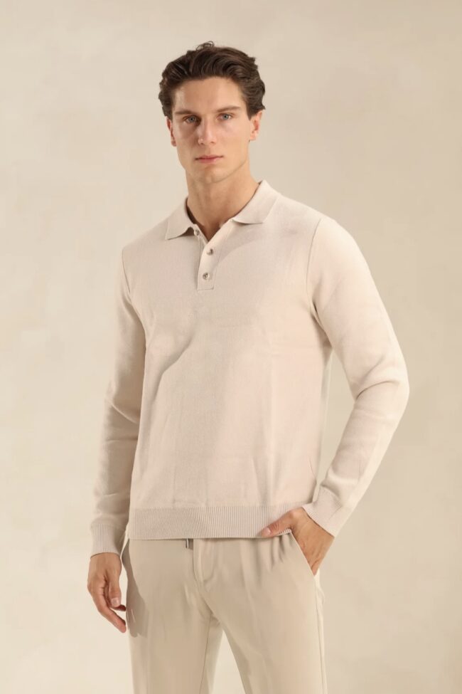 ALAYA - Knitted Beige Polo